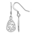 Sterling Silver Rhod-pltd  Polished Shepherd Hook Dangle Earrings