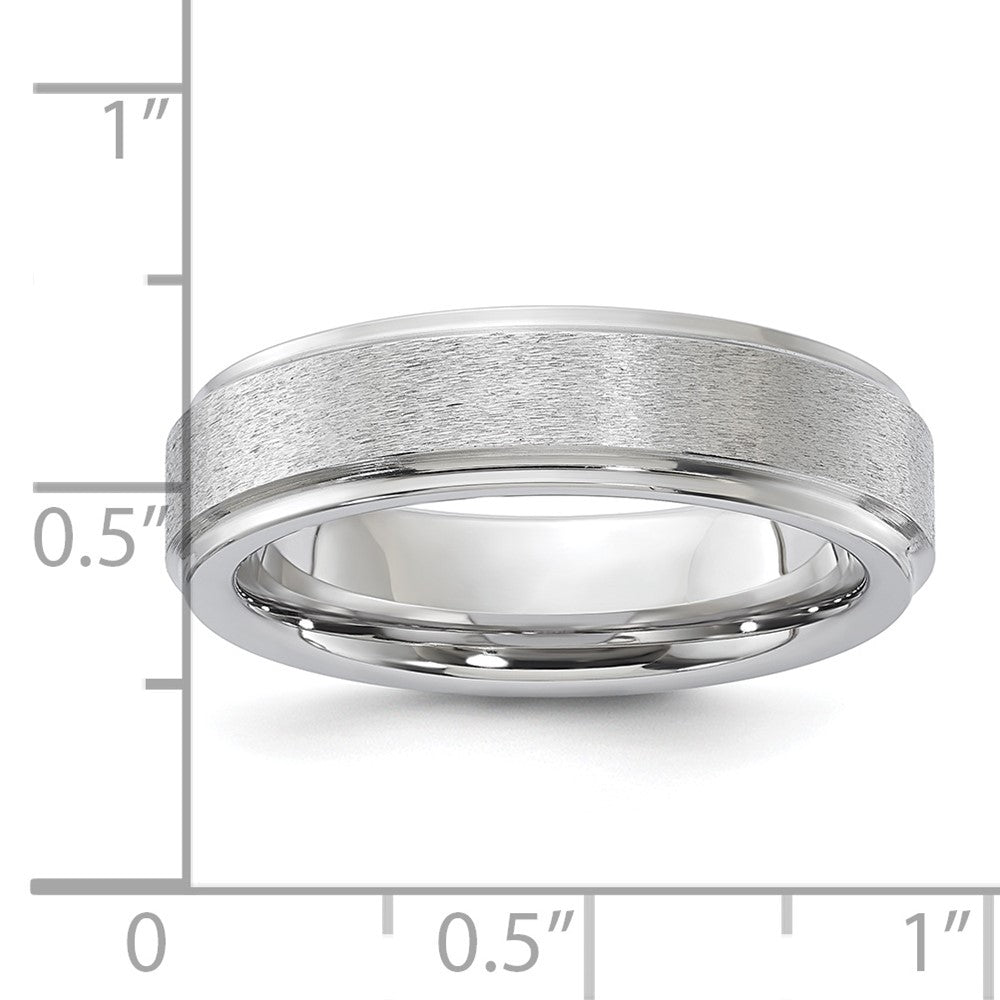 Vitalium Grain Finish Center Ridged Edge Flat 6mm Band