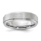 Vitalium Grain Finish Center Ridged Edge Flat 6mm Band