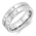 Vitalium Brushed Center Grooved 8mm Beveled Edge Band