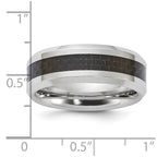 Vitalium Black Polished Carbon Fiber Inlay Beveled Edge 8mm Band