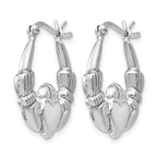 Sterling Silver Rhodium-plated Polished Claddagh Hoop Earrings