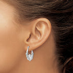 Sterling Silver Rhodium-plated Polished Claddagh Hoop Earrings