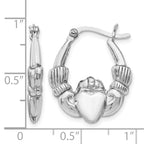 Sterling Silver Rhodium-plated Polished Claddagh Hoop Earrings