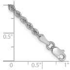 14K White Gold 2.5mm Regular Rope with Lobster Clasp Chain