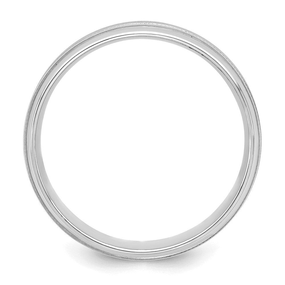 14k White Gold 6mm Standard Weight Comfort Fit Brushed Satin/Polished Milgrain Grooved Edge Wedding Band
