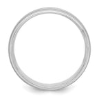 14k White Gold 6mm Lightweight Comfort Fit Brushed Satin/Polished Milgrain Grooved Edge Wedding Band