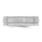 14k White Gold 6mm Lightweight Comfort Fit Brushed Satin/Polished Milgrain Grooved Edge Wedding Band