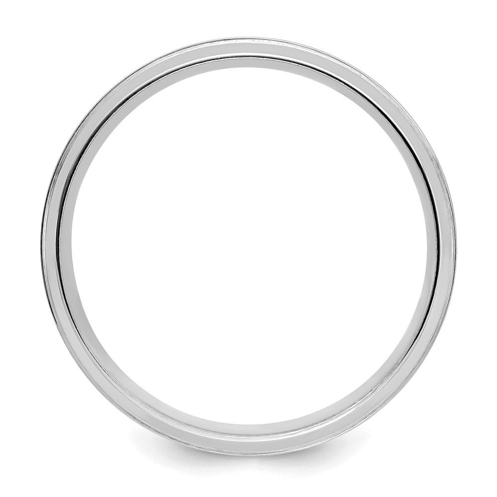 14k White Gold 6mm Standard Weight Comfort Fit Brushed Satin/Polished Line Edge Wedding Band