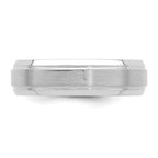 14k White Gold 6mm Lightweight Comfort Fit Brushed Satin/Polished Line Edge Wedding Band