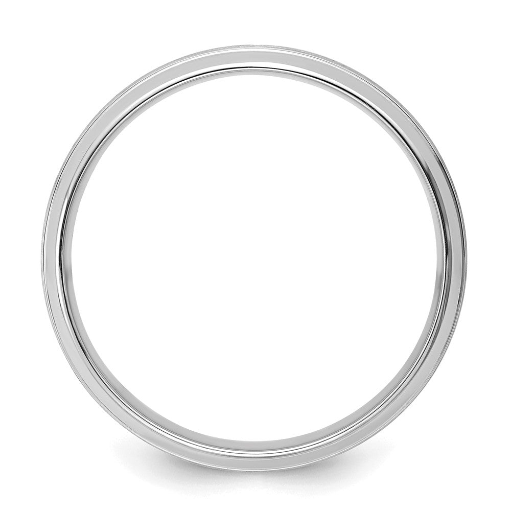 14k White Gold 6mm Standard Weight Comfort Fit Brushed Satin Line Edge Wedding Band