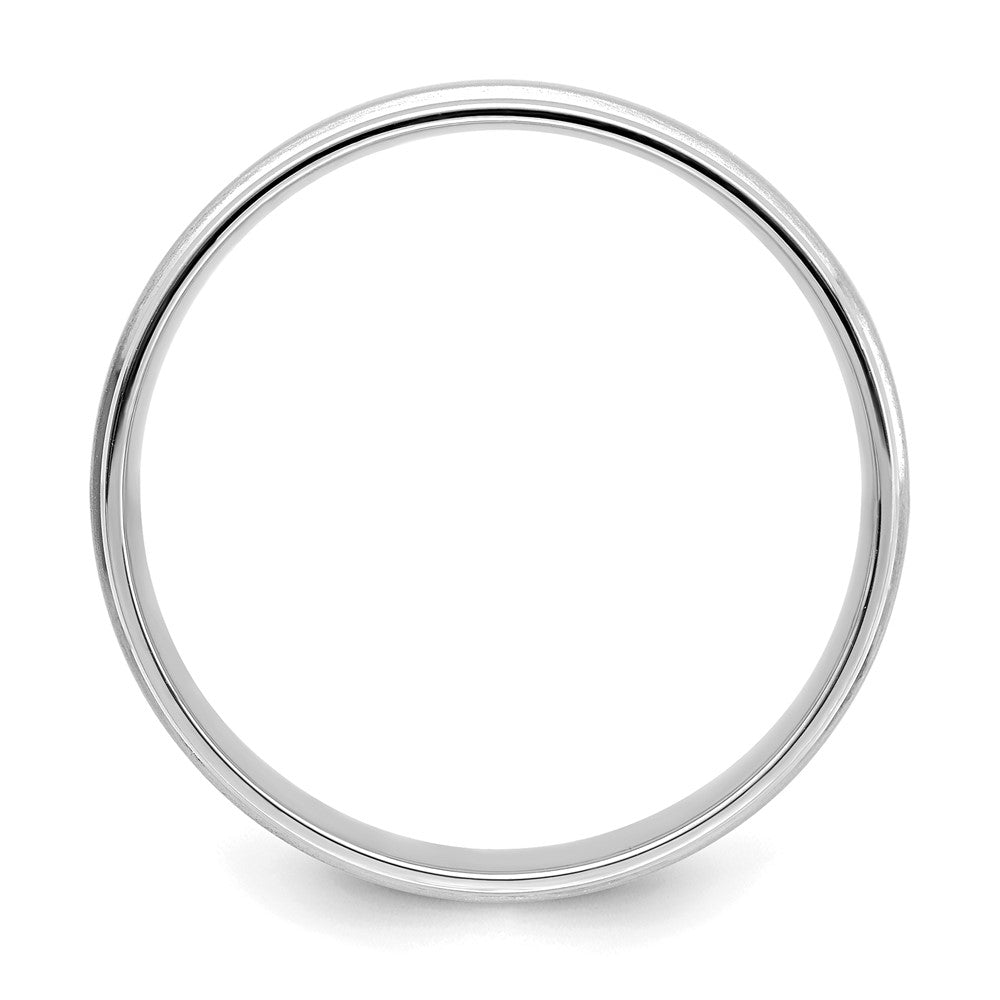14k White Gold 6mm Lightweight Comfort Fit Brushed Satin/Polished Grooved Edge Wedding Band