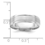 14k White Gold 6mm Heavyweight Comfort Fit Brushed Satin/Polished Grooved Edge Wedding Band