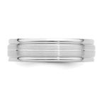14k White Gold 6mm Lightweight Comfort Fit Brushed Satin with Center Line Fancy Wedding Band