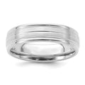 14k White Gold 6mm Heavyweight Comfort Fit Brushed Satin with Center Line Fancy Wedding Band