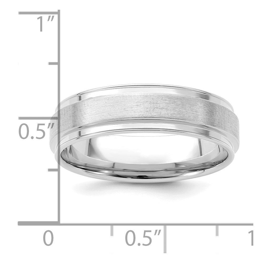 14k White Gold 6mm Heavyweight Comfort Fit Brushed Satin Fancy Wedding Band