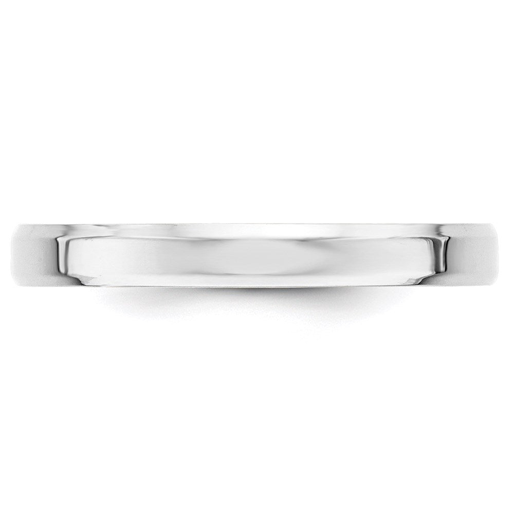 14k White Gold 3mm Beveled Edge Comfort Fit Wedding Band