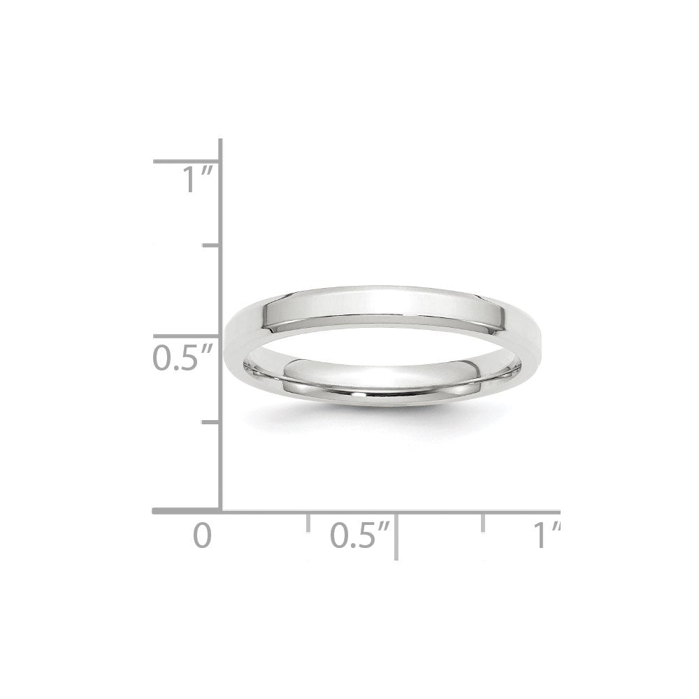 10k White Gold 3mm Beveled Edge Comfort Fit Wedding Band