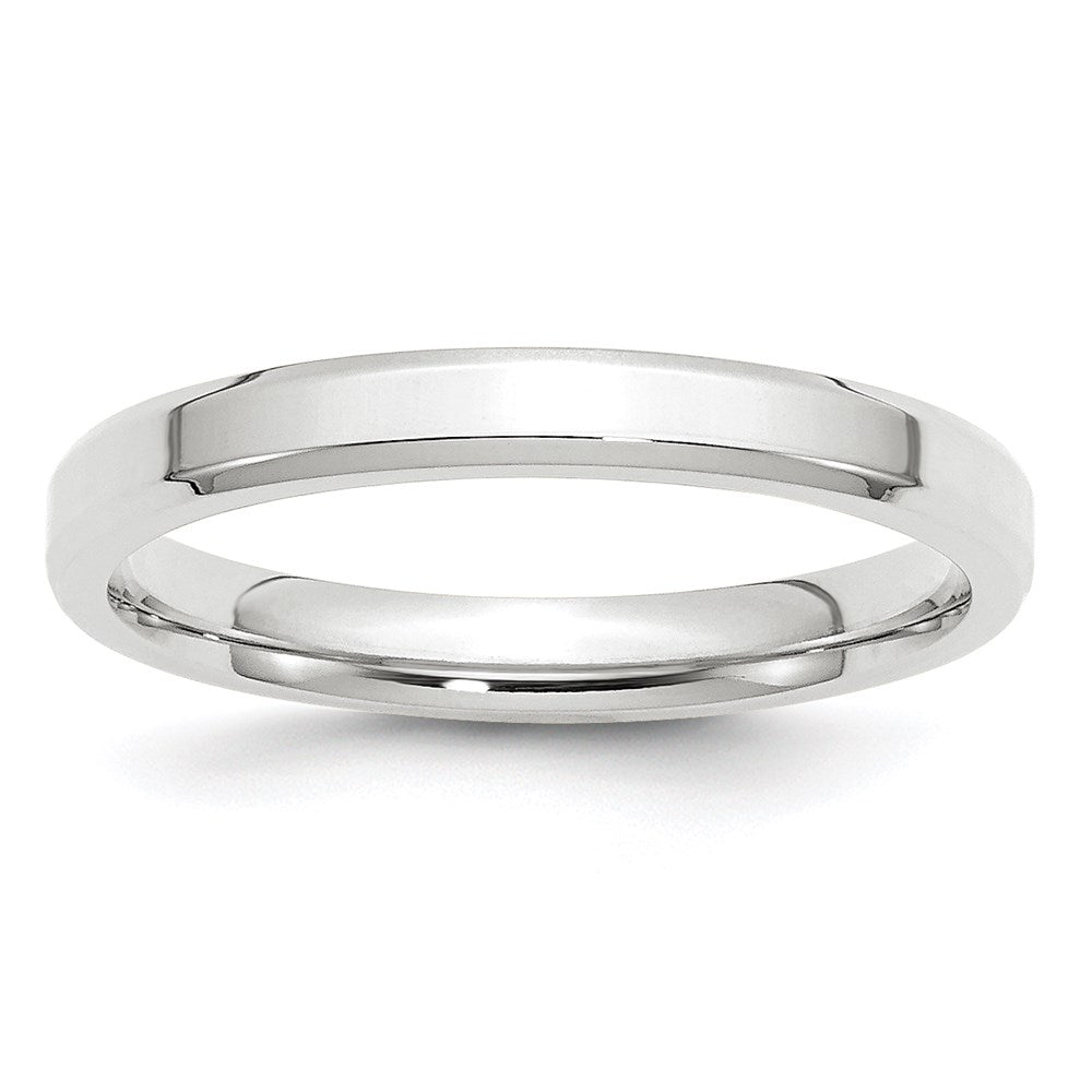 10k White Gold 3mm Beveled Edge Comfort Fit Wedding Band