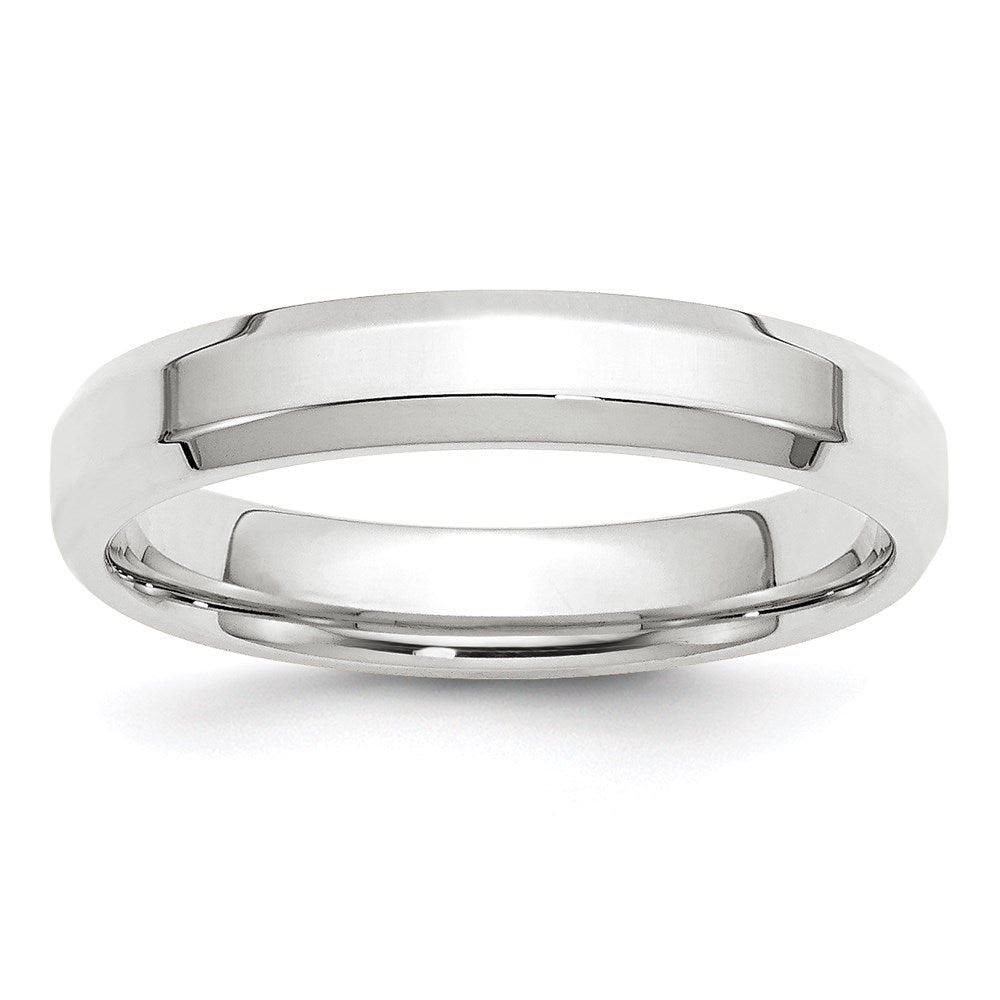14k White Gold 4mm Beveled Edge Comfort Fit Wedding Band