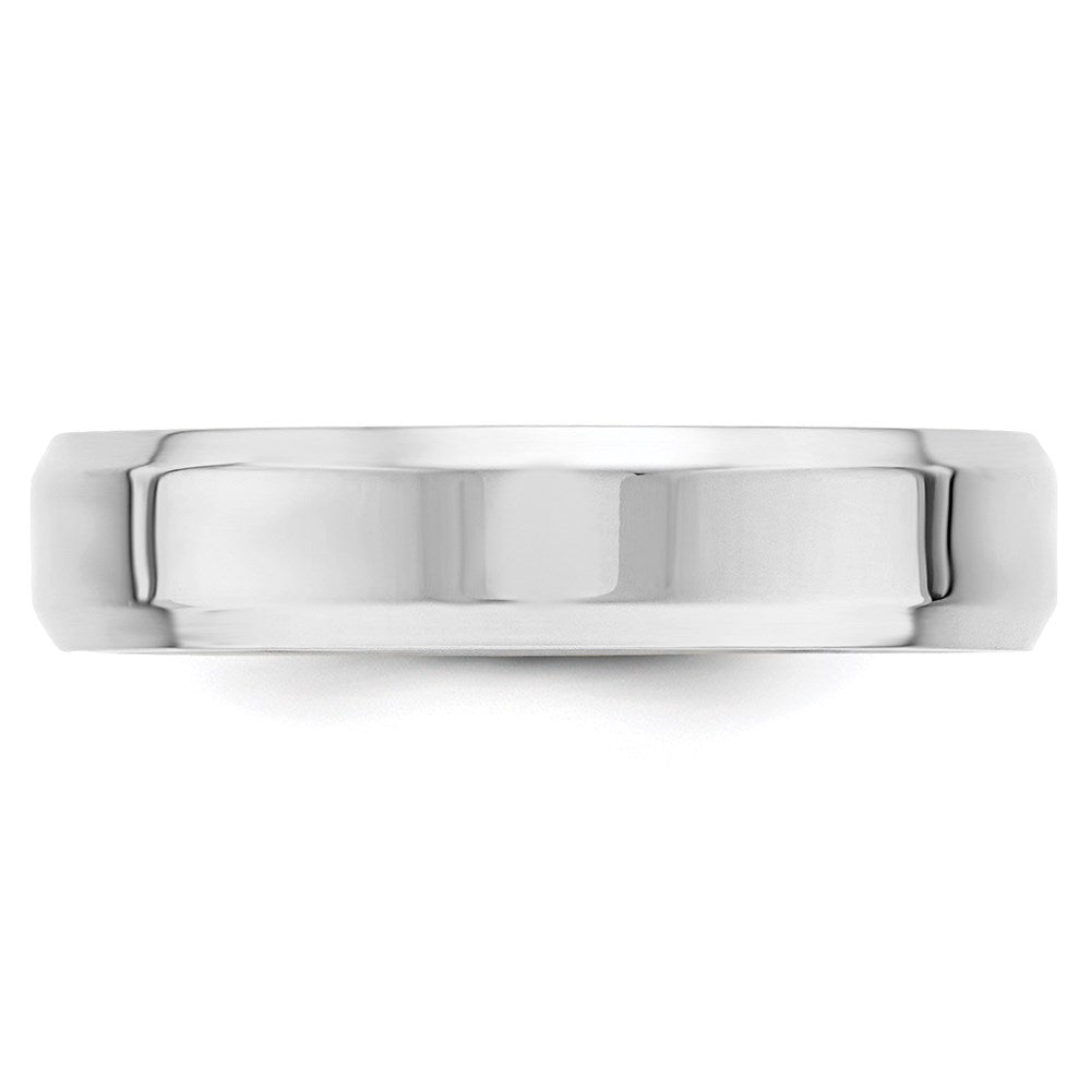 14k White Gold 5mm Beveled Edge Comfort Fit Wedding Band