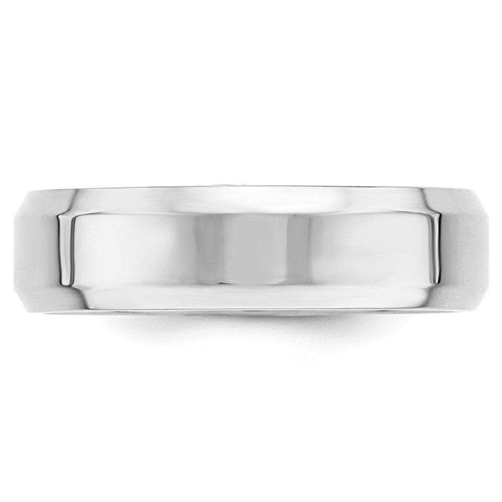 14k White Gold 6mm Beveled Edge Comfort Fit Wedding Band