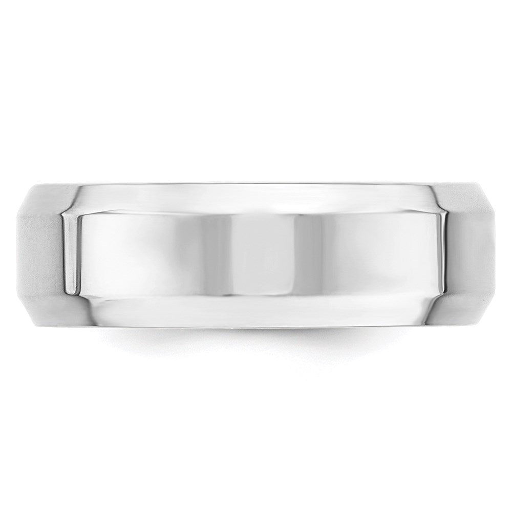10k White Gold 7mm Beveled Edge Comfort Fit Wedding Band