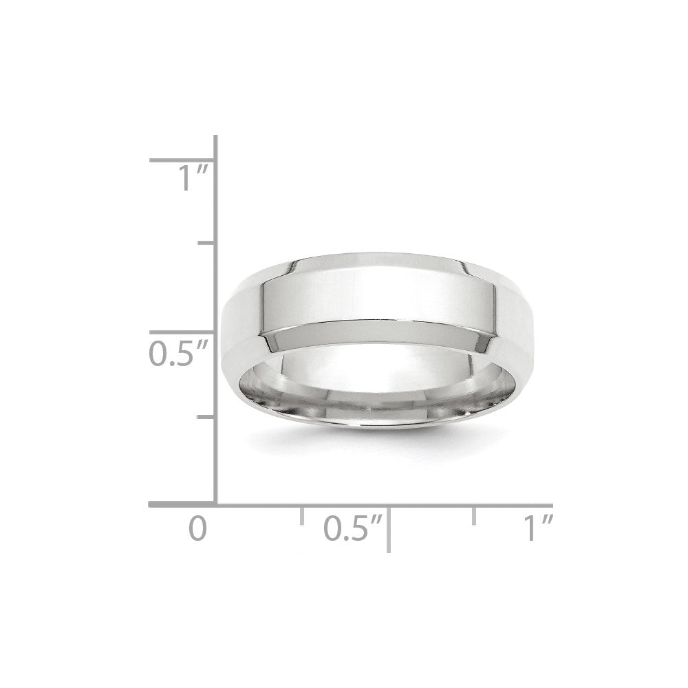 10k White Gold 7mm Beveled Edge Comfort Fit Wedding Band
