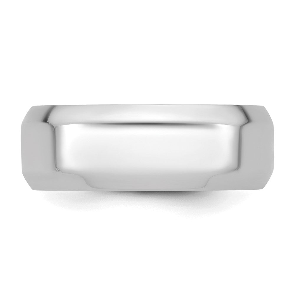 10k White Gold 8mm Beveled Edge Comfort Fit Wedding Band