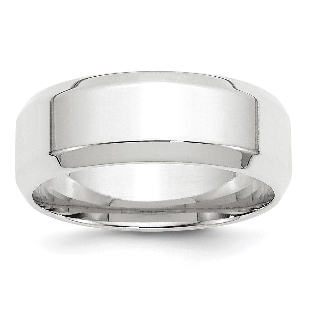10k White Gold 8mm Beveled Edge Comfort Fit Wedding Band