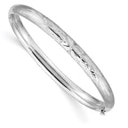 14k 3/16 White Gold Florentine 5mm Hinged Baby Bangle