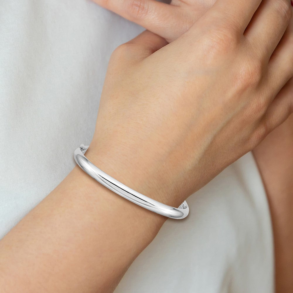 14k 3/16 White Gold 5mm Hinged Baby Bangle