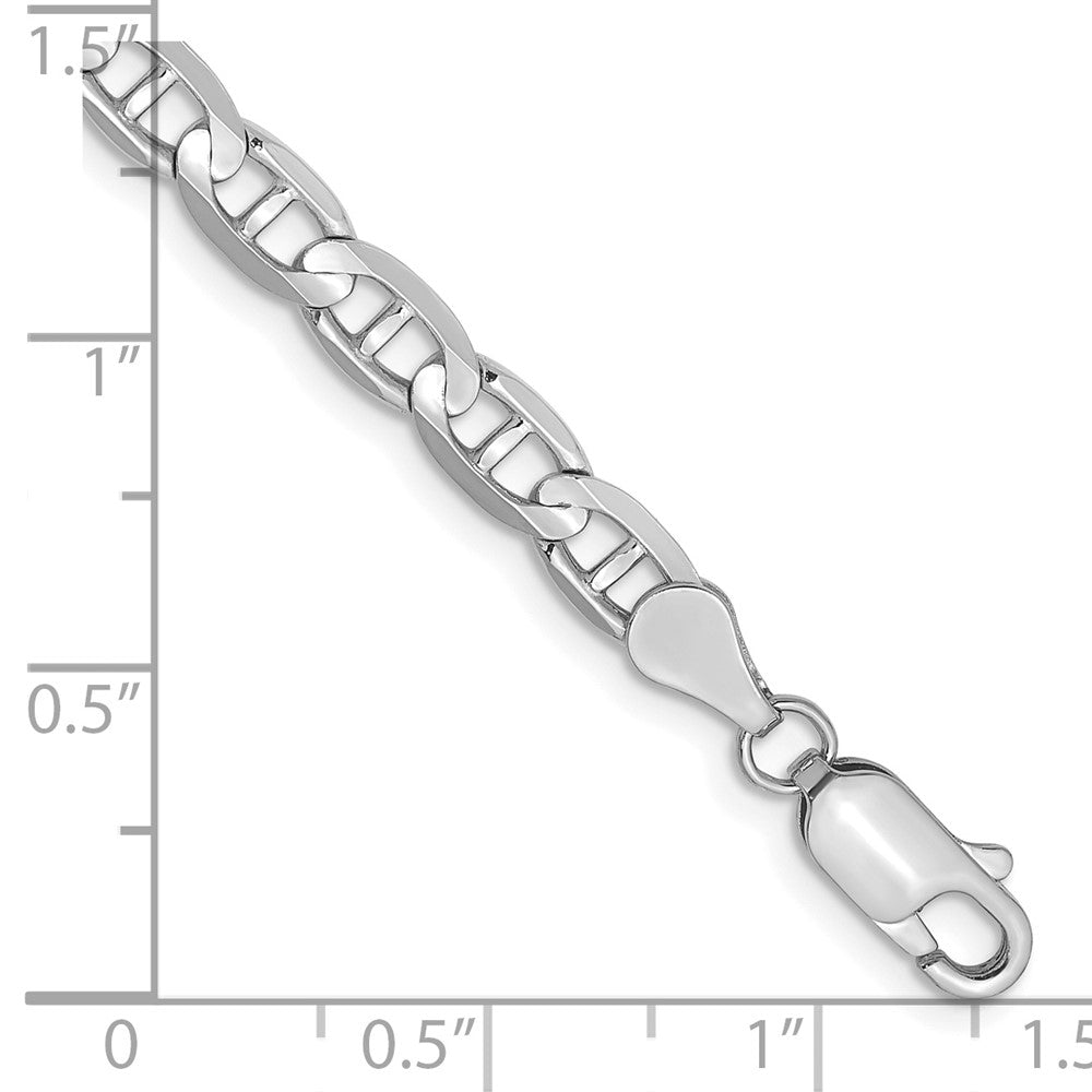 14K White Gold 4.5mm Concave Anchor with Lobster Clasp Bracelet