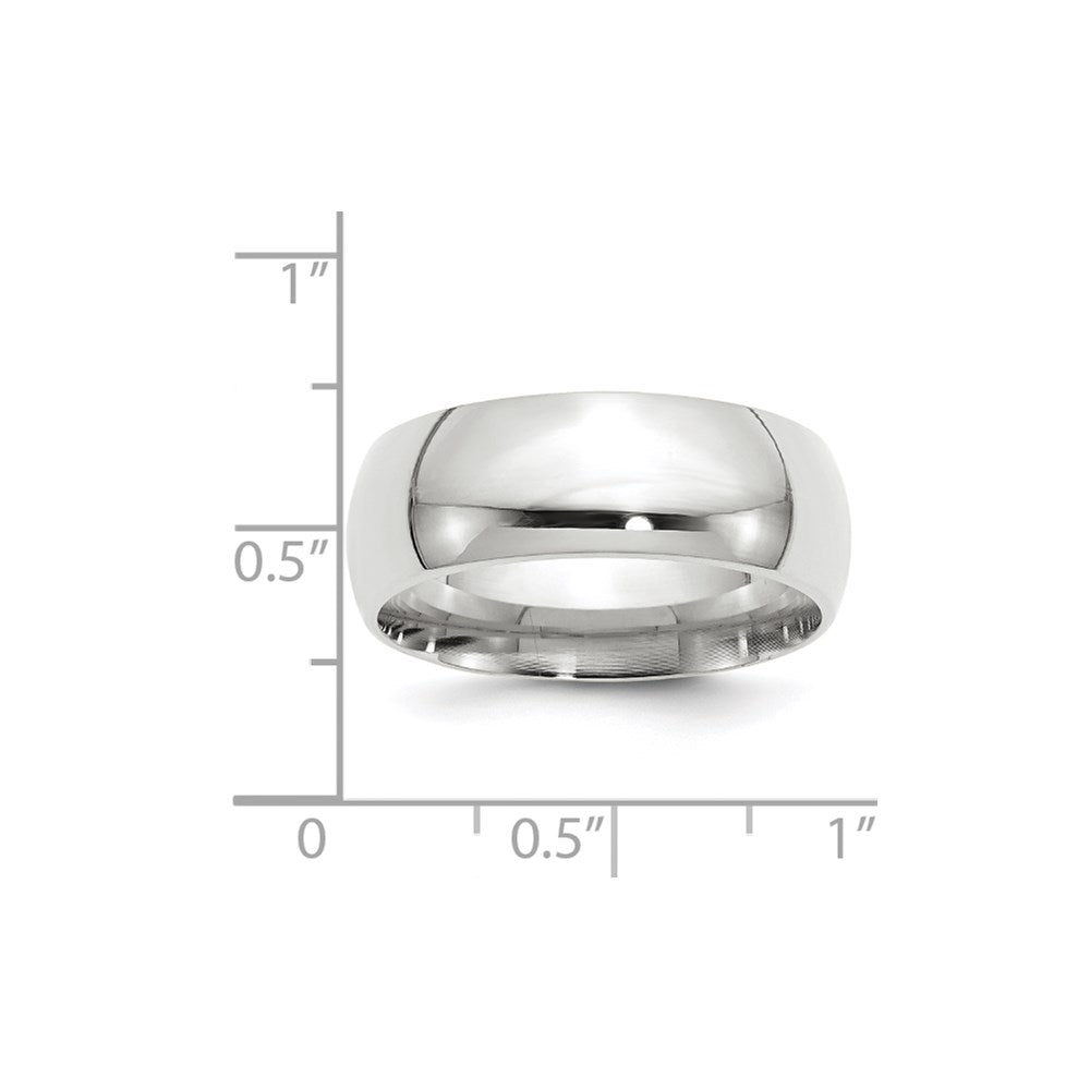 14k White Gold 8mm Standard Weight Comfort Fit Wedding Band