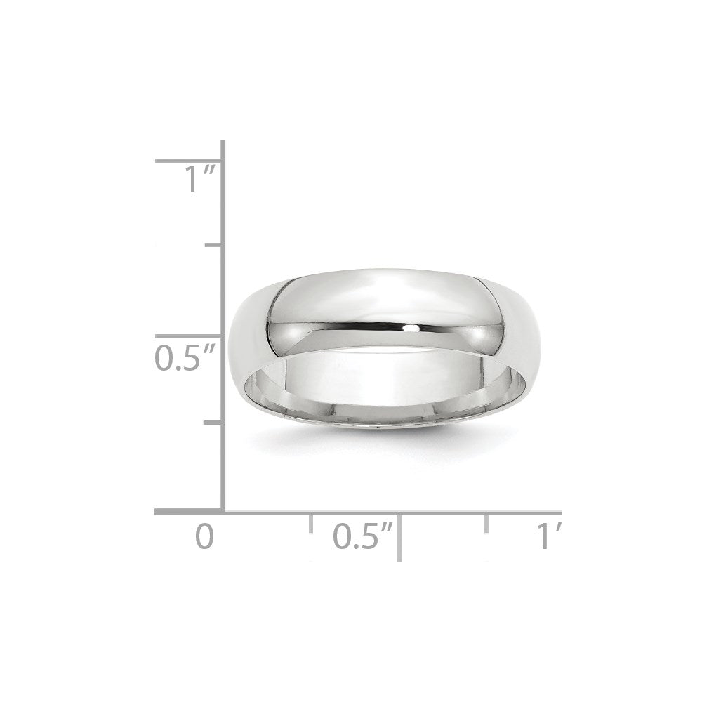 10k White Gold 6mm Lightweight Comfort Fit Wedding Band