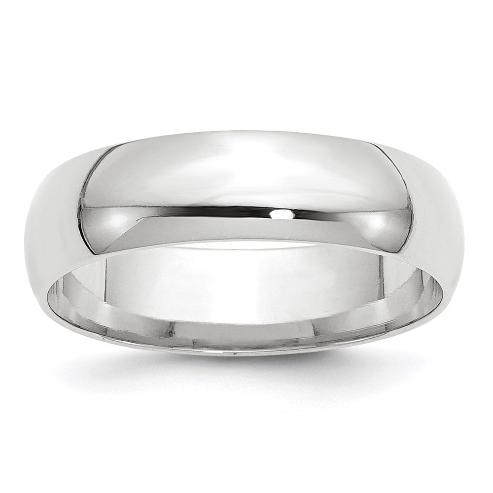 10k White Gold 6mm Lightweight Comfort Fit Wedding Band