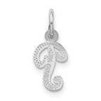 14KW White Gold Casted Script Letter P Initial Charm