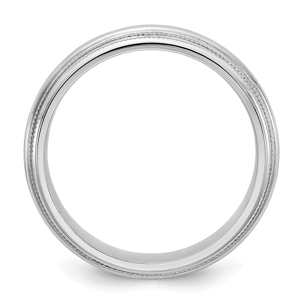 14k White Gold 5mm Double Milgrain Comfort Fit Wedding Band