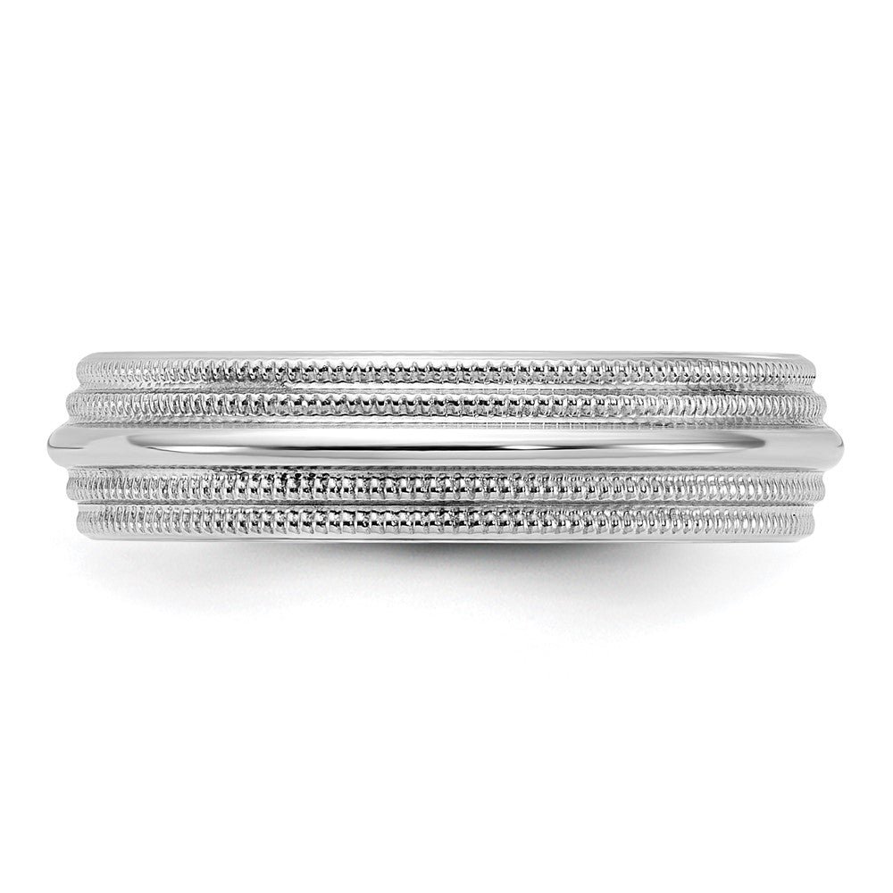 10k White Gold 5mm Double Milgrain Comfort Fit Wedding Band