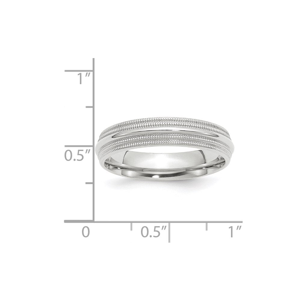 14k White Gold 5mm Double Milgrain Comfort Fit Wedding Band
