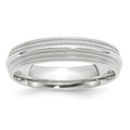 14k White Gold 5mm Double Milgrain Comfort Fit Wedding Band
