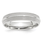 14k White Gold 5mm Double Milgrain Comfort Fit Wedding Band