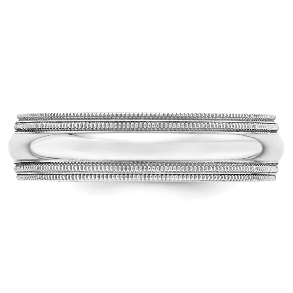 14k White Gold 6mm Double Milgrain Comfort Fit Wedding Band