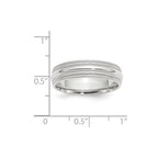 14k White Gold 6mm Double Milgrain Comfort Fit Wedding Band