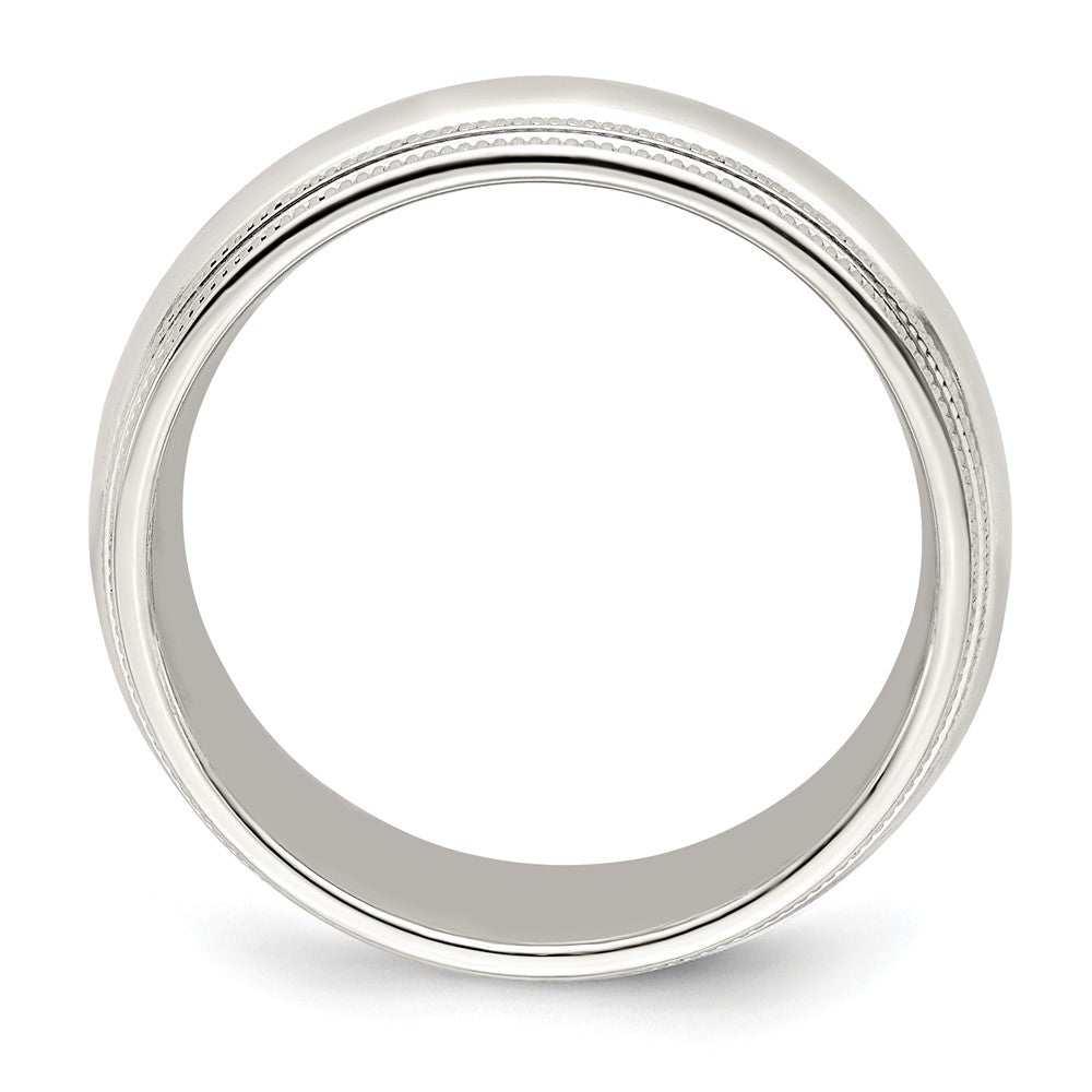 10k White Gold 7mm Double Milgrain Comfort Fit Wedding Band