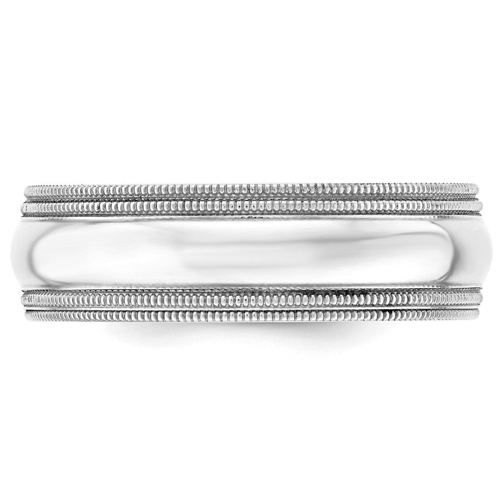 10k White Gold 7mm Double Milgrain Comfort Fit Wedding Band