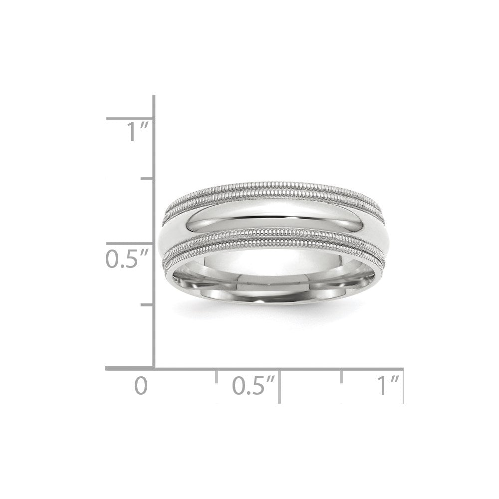 10k White Gold 7mm Double Milgrain Comfort Fit Wedding Band