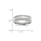 14k White Gold 7mm Double Milgrain Comfort Fit Wedding Band