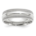 10k White Gold 7mm Double Milgrain Comfort Fit Wedding Band
