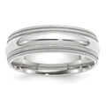 14k White Gold 7mm Double Milgrain Comfort Fit Wedding Band